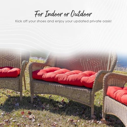 RSH DECOR 3Piece Wicker Tufted Outdoor Chair Cushions for Patio Furniture, Cr...