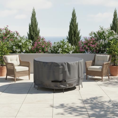 Round Patio Dining Set Cover 95" Table & Chairs Waterproof