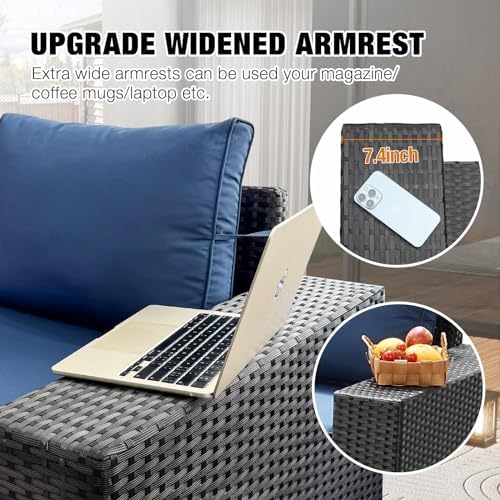 JOYURE 7 Pieces Patio Furniture Set All-Weather Outdoor Wicker Sectional Conv...