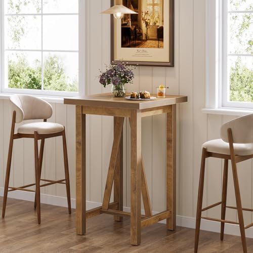 Tribesigns Square Bar Table, 39.4" Tall Counter Height Pub Table for Coc...