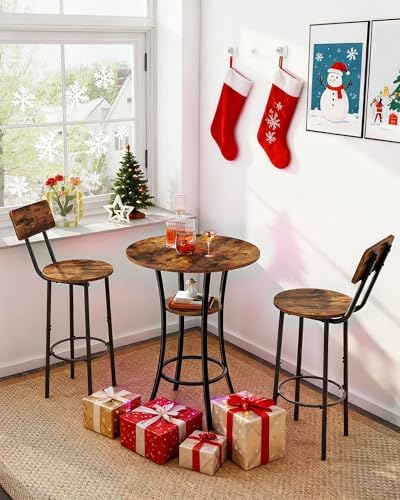 CHOEZON Round Bar Table, 2-Tier High Top & Counter Height Dining Table, f...