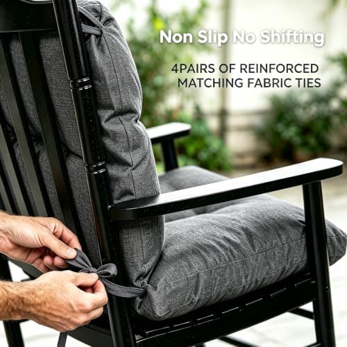 QILLOWAY Tufted Outdoor Chair Cushion Waterproof 43x20x4 Inch Non Slip Replac...