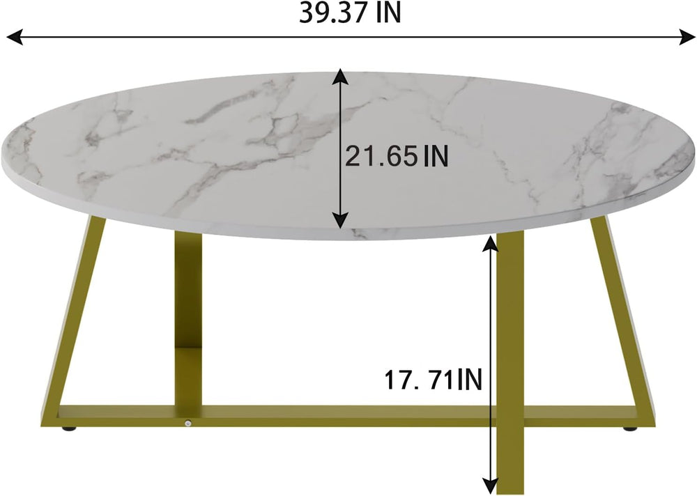 Wolawu Coffee Table White Faux Marble Coffee Table for Living Room,Oval Cente...