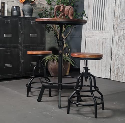 LOKKHAN 33.5-39.4 Inch Tall Industrial Bar Table-Adjustable Bar Height Bistro...