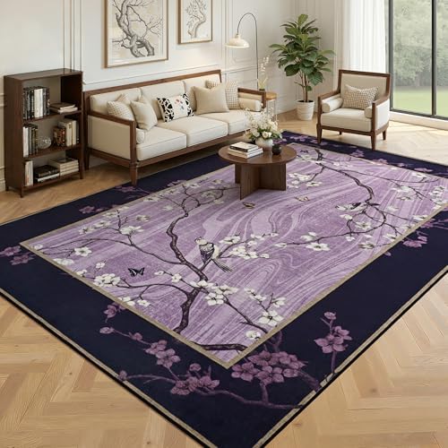 Foxmas 6x9 Purple Floral Area Rug
