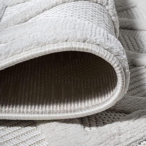 JONATHAN Y Neutral Geometric Indoor Outdoor Area Rug 4X6 Ivory, Talaia for Ba...