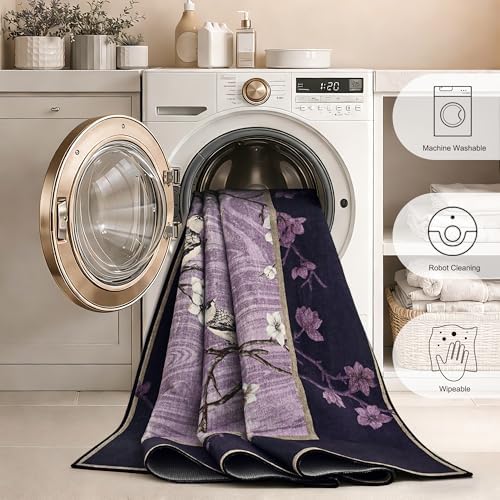 Foxmas 6x9 Purple Floral Area Rug