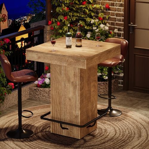Tribesigns Square Bar Table, Kitchen Dining Table, Industrial Counter Height ...