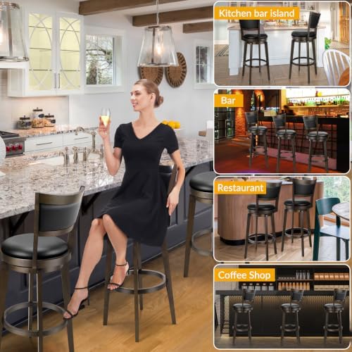 PrimeZone Swivel Bar Stools Set of 2, 30 Inch Bar Height Barstools