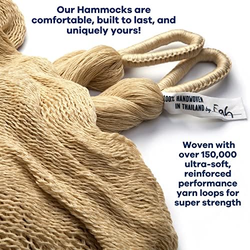 Yellow Leaf Handwoven Hammock - Double 400 lb - Natural Khaki