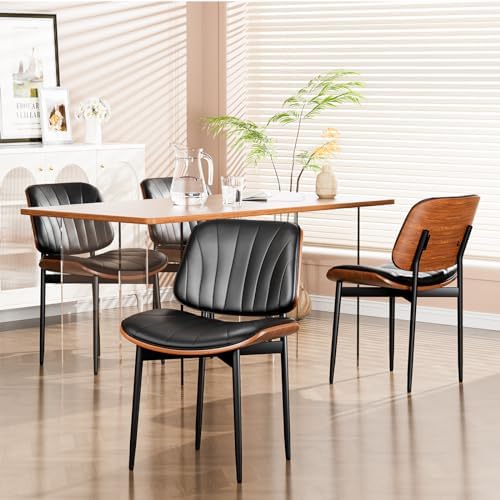 YaFiti Dining Chairs Set of 2, Mid Century Modern PU Leather Kitchen Chairs