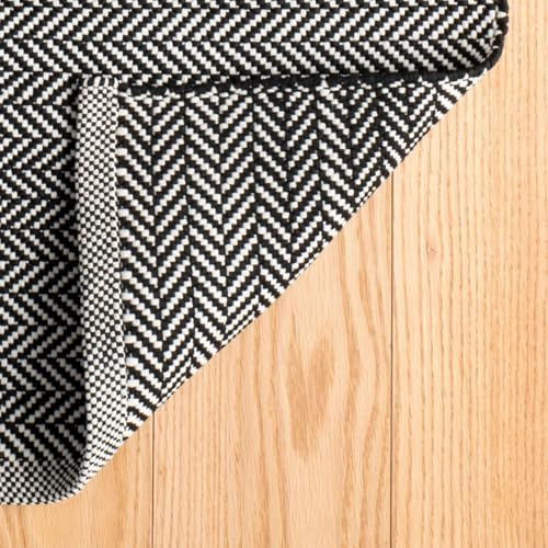 Dash & Albert Herringbone Black/Ivory Indoor/Outdoor Rug, 7'6"x9...