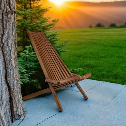 Melino Wooden Folding Tamarack Chairs, FSC Certified Acacia Low Profile Adiro...