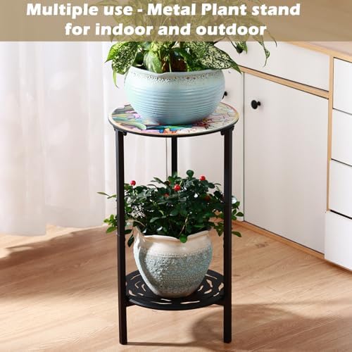 2 Packs Two-Tier Metal Round Side Table Set of Two Black Accent Coffee Tables...
