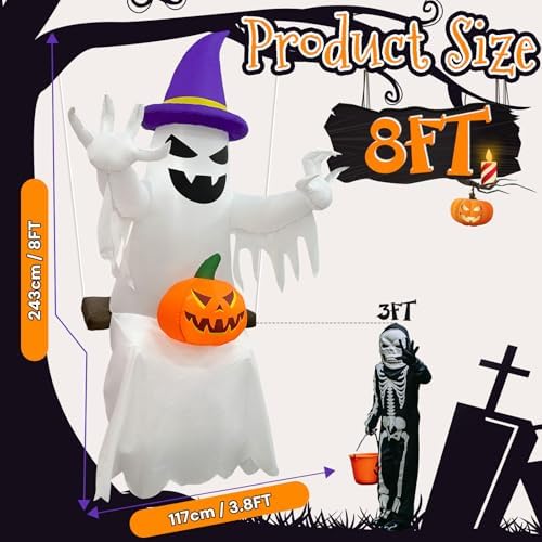 OurWarm 8FT Ghost Inflatable Halloween Decorations, Halloween Inflatables