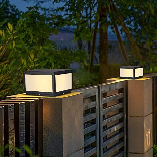 Outdoor Modern Stainless Steel Post Light, LED Fence Deck Cap Light Lantern C...