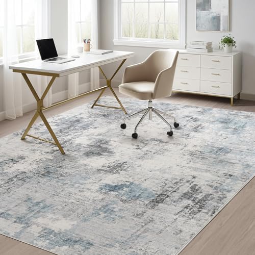 Abstract 8x10 Area Rug: Machine Washable Non Slip Ultra Thin Low-Pile Carpet,...
