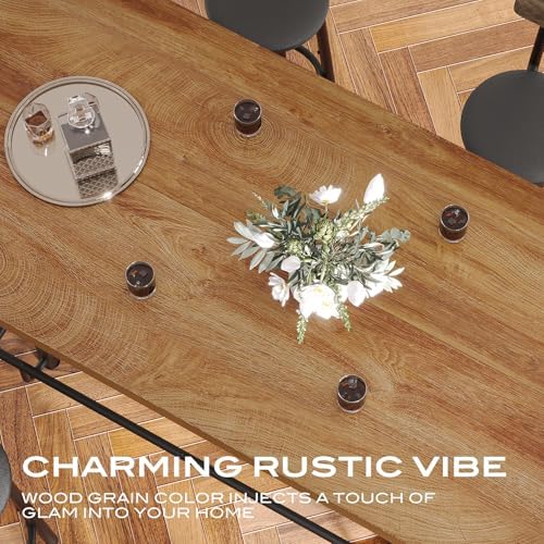 Tribesigns 63-Inch Counter Height Bar Table with Metal Footrest (Light Oak)