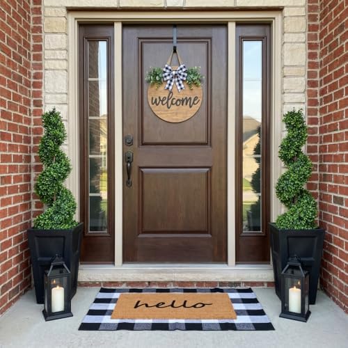 2-Piece Layered Front Doormat Set, Fall Decor Hello Natural Coco Coir Door Ma...