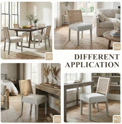 chairus upholstered Dining Chairs Set of 4, Boho Coastal Dining Room Chairs w...