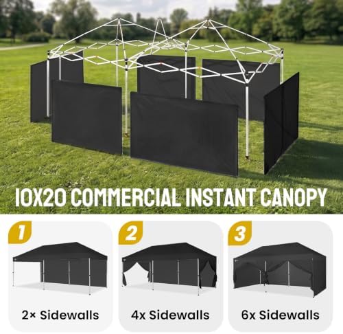 CROWN SHADES 10x20 Pop Up Canopy Tent, Event Shelter, Black