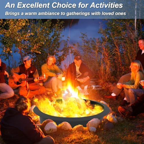 31-Inch Round Outdoor Fire Pit Ring Insert Firepit Kit, Black