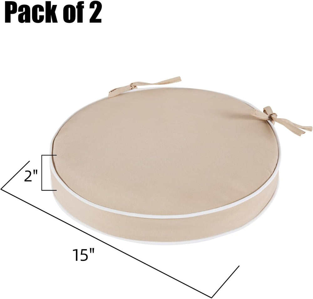 Outdoor Bistro Chair Cushions Set of 2, Waterproof 15 inch Round Seat Cushion...