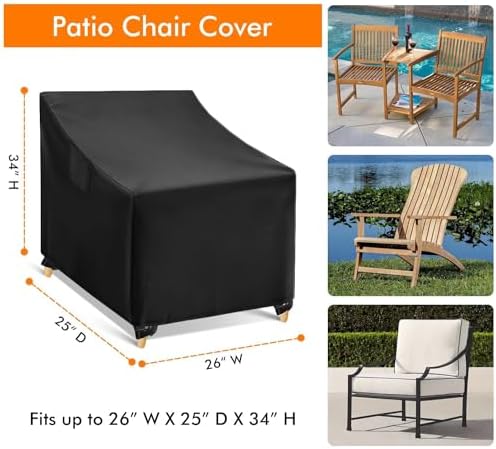 WLEAFJ Outdoor Chair Covers Waterproof, Black Lawn Patio Furniture Covers, He...