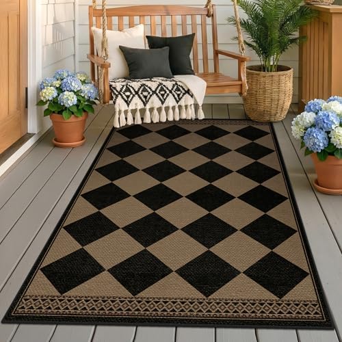 easy jute indoor outdoor rug 3x5, brown black on a desk or shelf