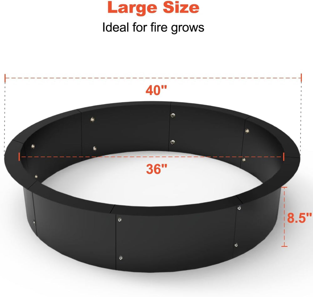 Koutemie Outdoor Fire Pit Ring Liner 40-Inch Outer/36-Inch Inner Diameter, He...