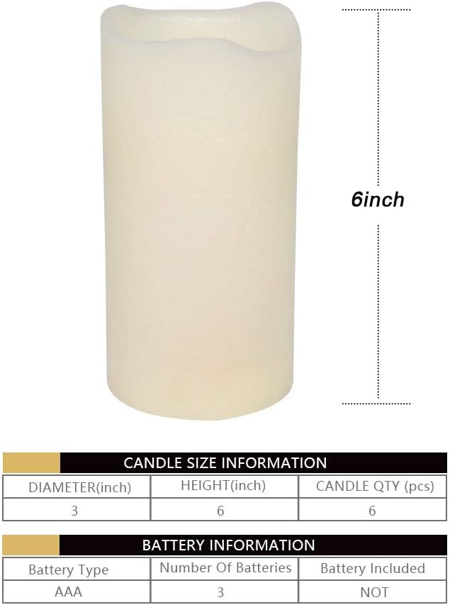H-BLOSSOM Flickering Flameless Candles Battery Operated Real Wax Pillar Candl...