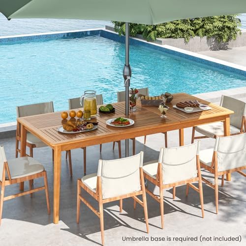 HAPPYGRILL Outdoor Acacia Wood Dining Table for 8 People, 79” x 35” Rectangul...