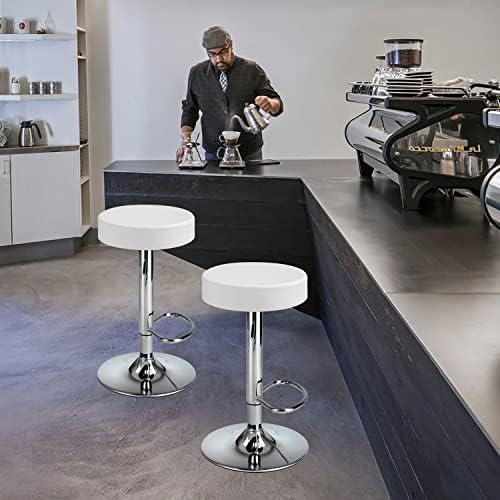 Finnhomy Bar Stools Set of 2 Modern PU Leather, Swivel Barstools with Footres...