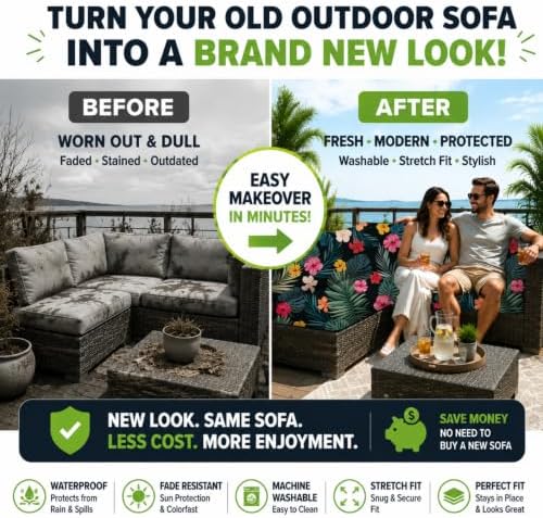 8 Pcs Outdoor Cushion Covers, Patio Sofa Cushion Covers Replacement