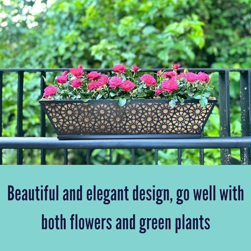LaLaGreen Window Planter Boxes Outdoor (24 Inch, 4 Pack) Large Fence Hanging ...