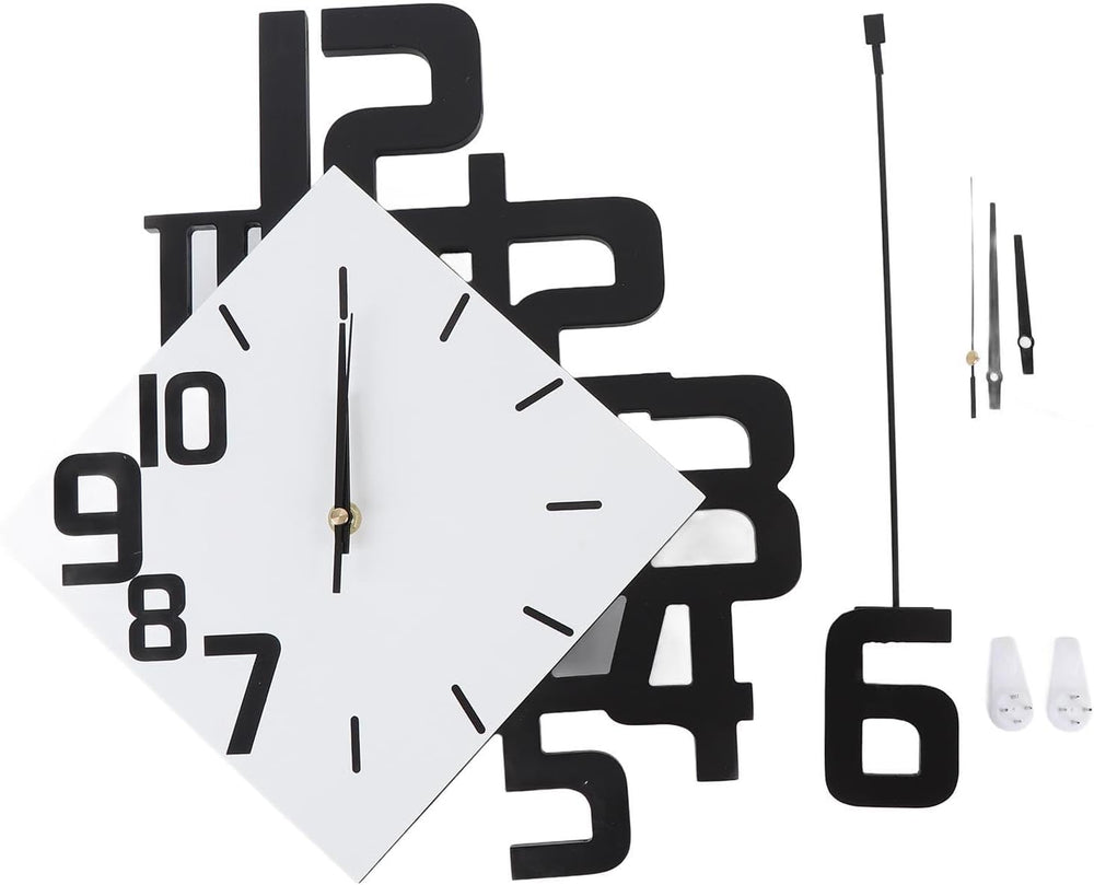 TeamSky Silent Wood Pendulum Wall Clock, Modern White Decorative Clock