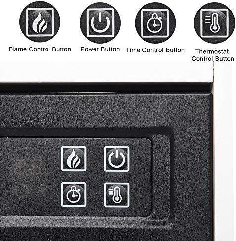 25''W Freestanding Electric Fireplace Stove Space Heater with Realist...