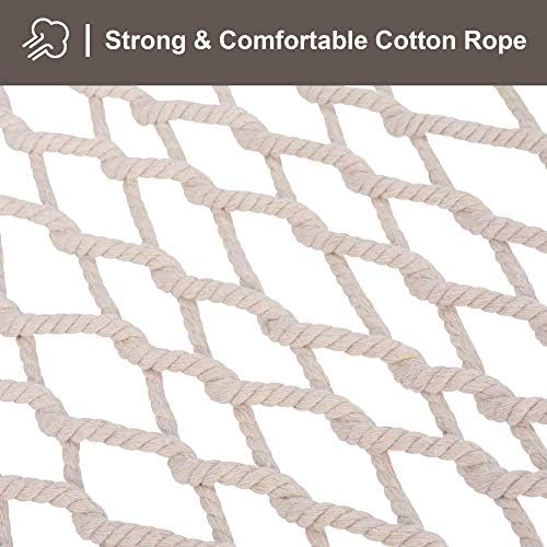 SUNCREAT Traditional Rope Double Hammock, 450 lbs Capacity, Natural