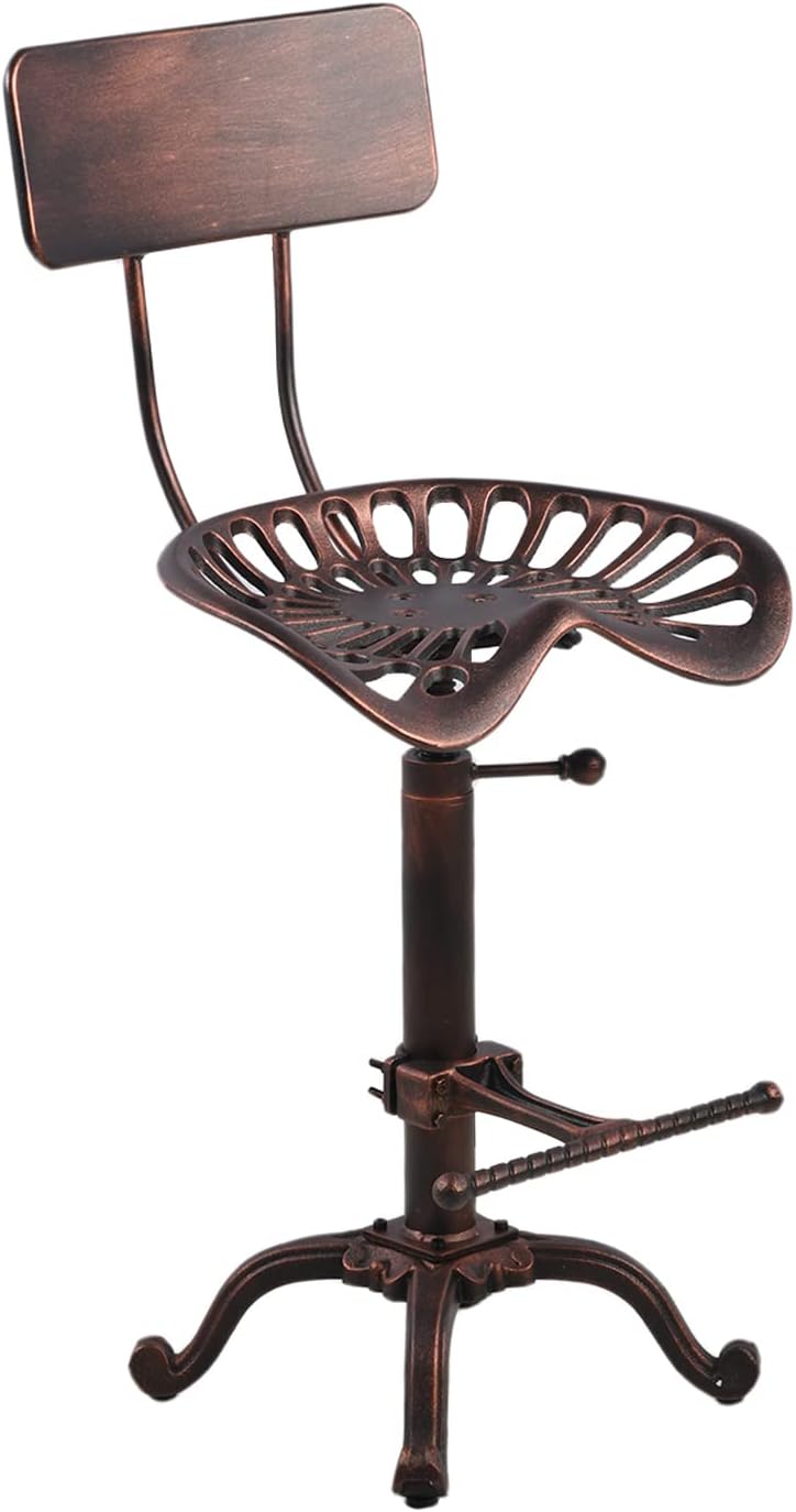 Industrial Design Metal Adjustable Height Backrest Chair Vintage Tractor Sadd...
