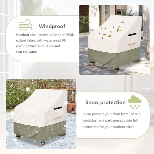 Patio Adirondack Chair Cover 32 W x 35 D x 36 H inches,600D Heavy Duty Waterp...