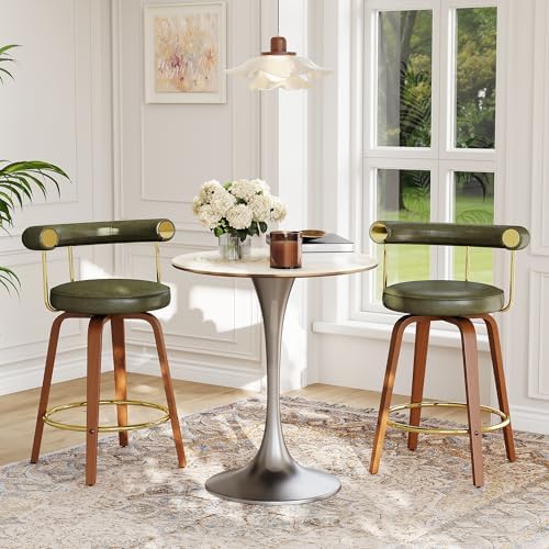 Swivel Bar Stools Set of 2, 26“ Counter Height Bar Chair, Barstools (Green)