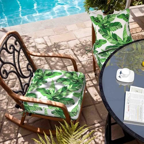 19x19x3 Inch Outdoor Square Corner Chair Cushions with Ties Set of 2, Water &...