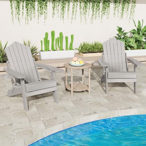 Giantex Folding Adirondack Chair, All-Weather Lounge Chair with Adjustable Ba...