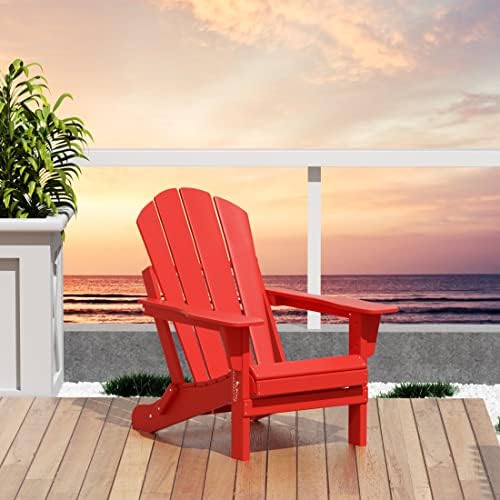 WO Home Furniture Laguna Folding Adirondack Chair, Red