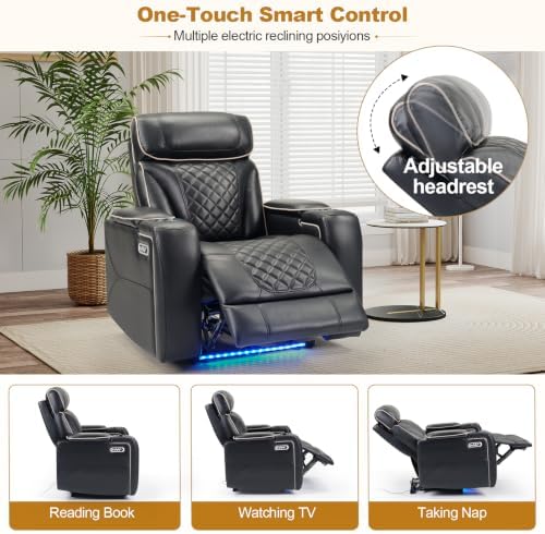 ANJ Dual Motor Power Recliner Set of 7 with Adjustable Headrest & LED Lig...