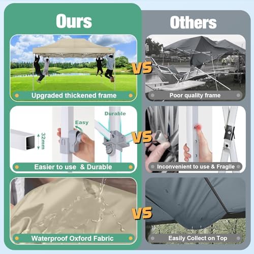 COBIZI 10x10 Heavy Duty Pop Up Canopy Tent with Mosquito Netting Sidewalls