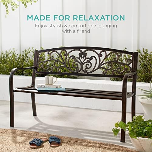 Best Choice Products Outdoor Bench Steel Garden Patio Porch Furniture for Law...