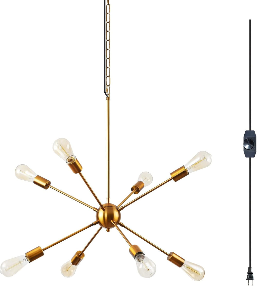 HOXIYA 26.3" DIMMABLE Plug in Chandelier, Modern Sputnik Chandeliers Bru...