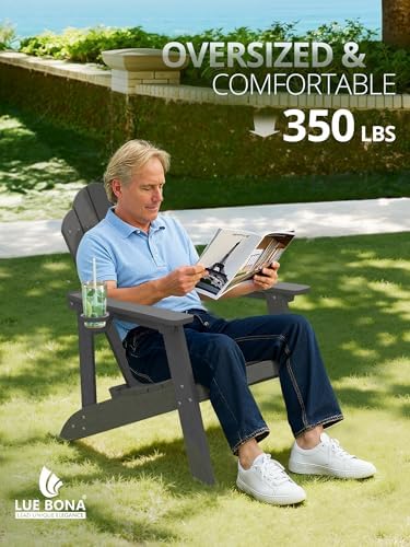 LUE BONA HDPE Adirondack Chairs Set of 4, Dark Gray Fire Pit Chairs