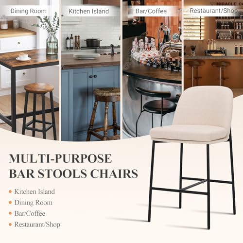 COLAMY Counter Height Bar Stools Set of 4, 25 Inch Modern Fabric Kitchen Isla...